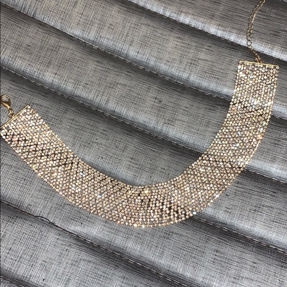 Gold crystal collar necklace